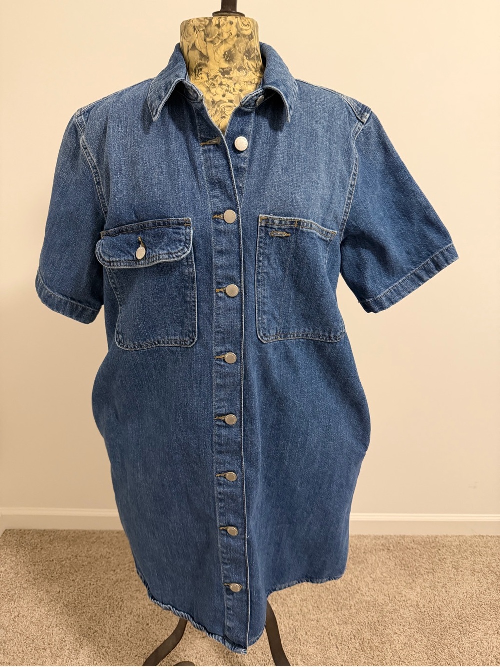 Universal Thread Dark Blue Denim Dress with Branded Buttons